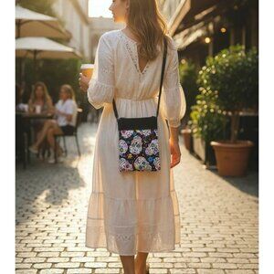 Sugar Skull Crossbody Handcrafted 9.5" x 6.5" New